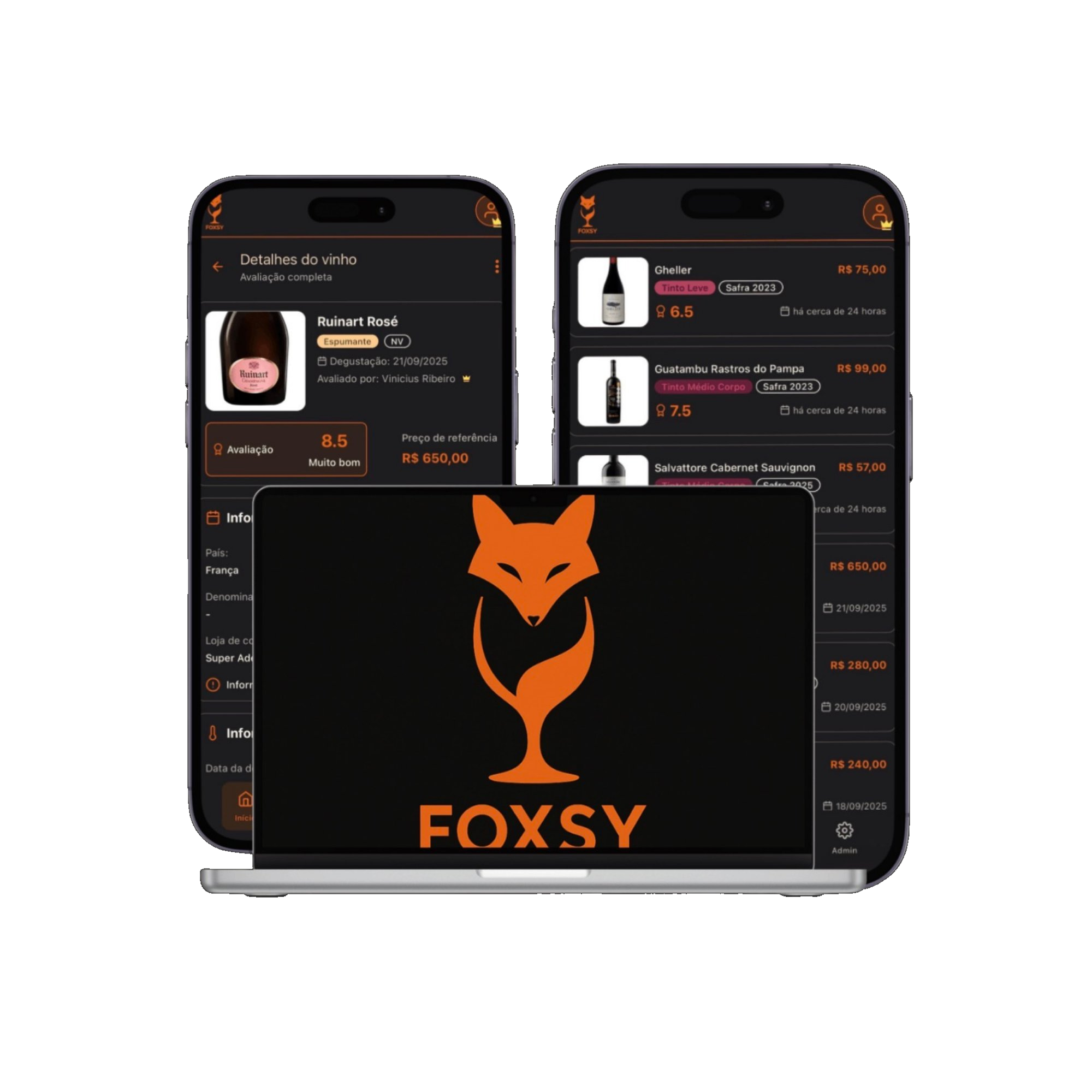 App Foxsy — Guia de Vinhos